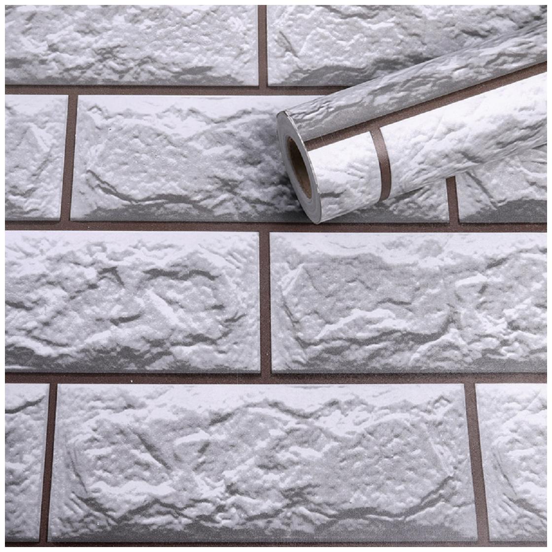 

JAAMSO ROYALS Nature Gray brick wallpaper self-adhesive peel stick ( 45 x 500 CM ) Pack of 1