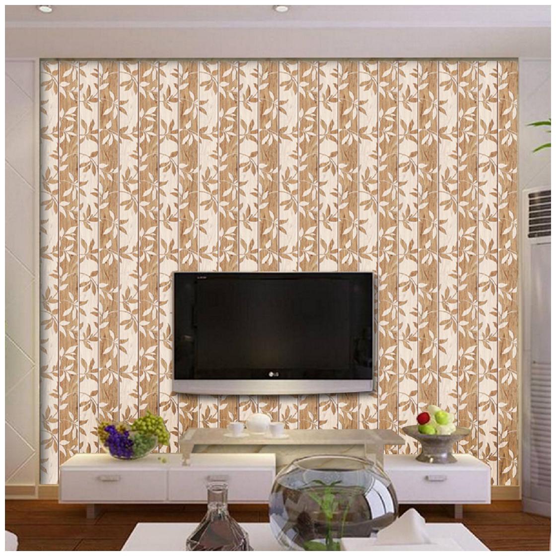 

JAAMSO ROYALS Cream wood with flower design wallpaper self-adhesive peel stick ( 45 x 1000 CM ) Pack of 1