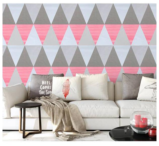 

JAAMSO ROYALS Designer Pink and Gray triangle wallpaper self-adhesive peel stick ( 45 x 500 CM ) Pack of 1