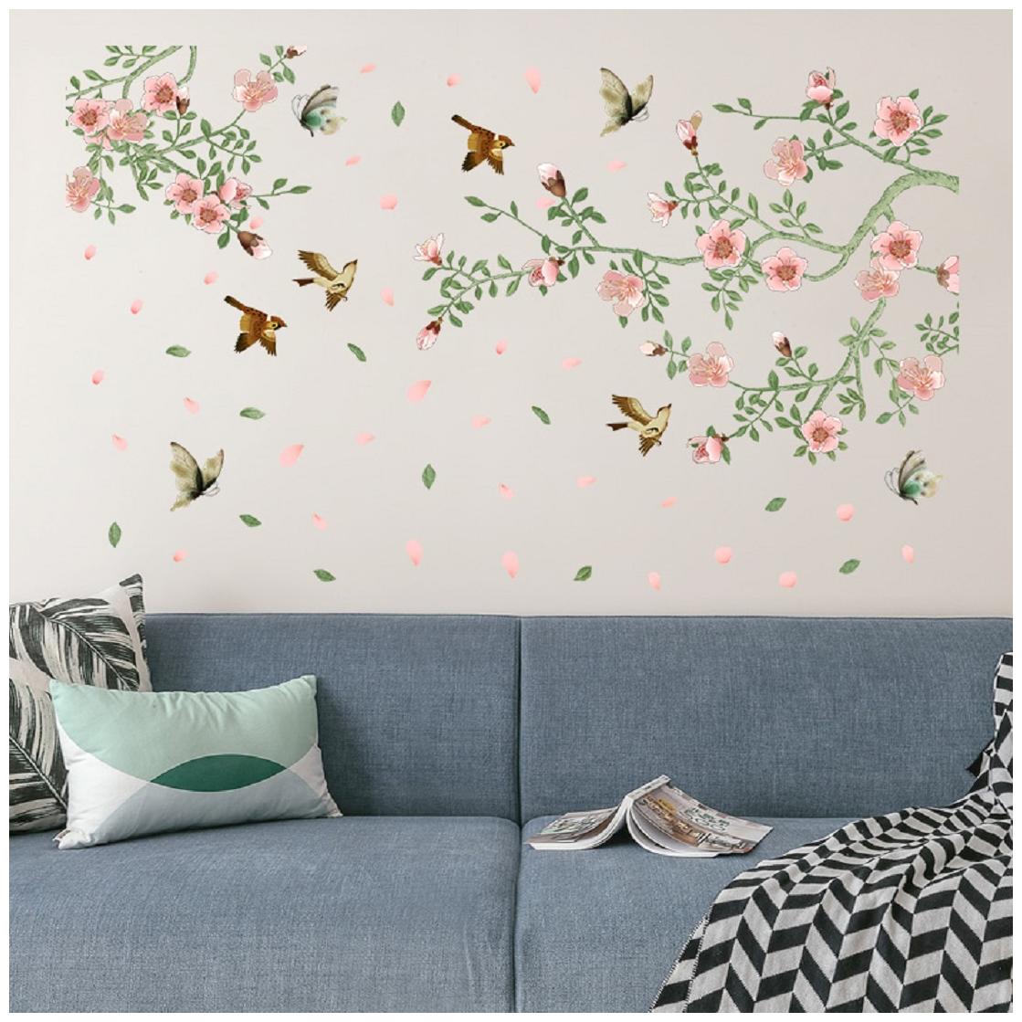 

JAAMSO ROYALS Bird Flower Treetop Branch Decorative Wall Sticker for Home D cor