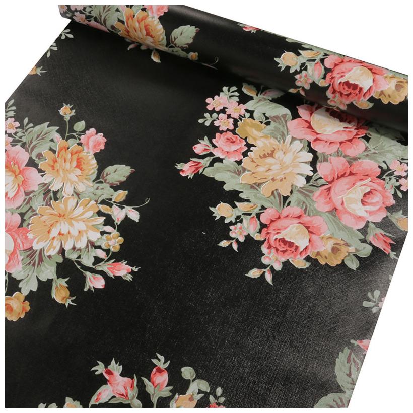 

JAAMSO ROYALS Black color with Flower wallpaper self-adhesive peel stick ( 45 x 1000 CM ) Pack of 1