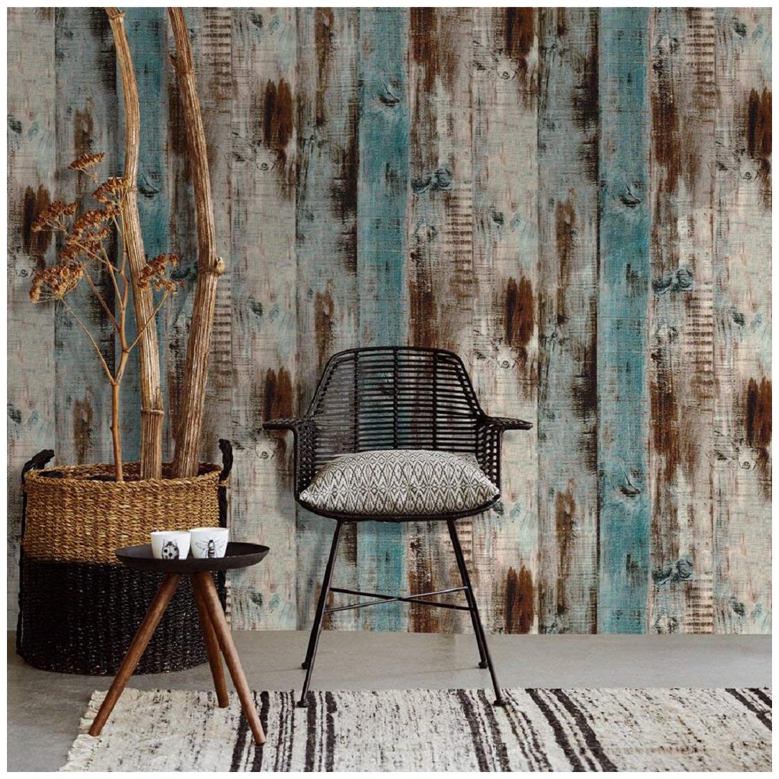 

JAAMSO ROYALS Vintage Multicolor wood wallpaper self-adhesive peel stick ( 45 x 500 CM ) Pack of 1