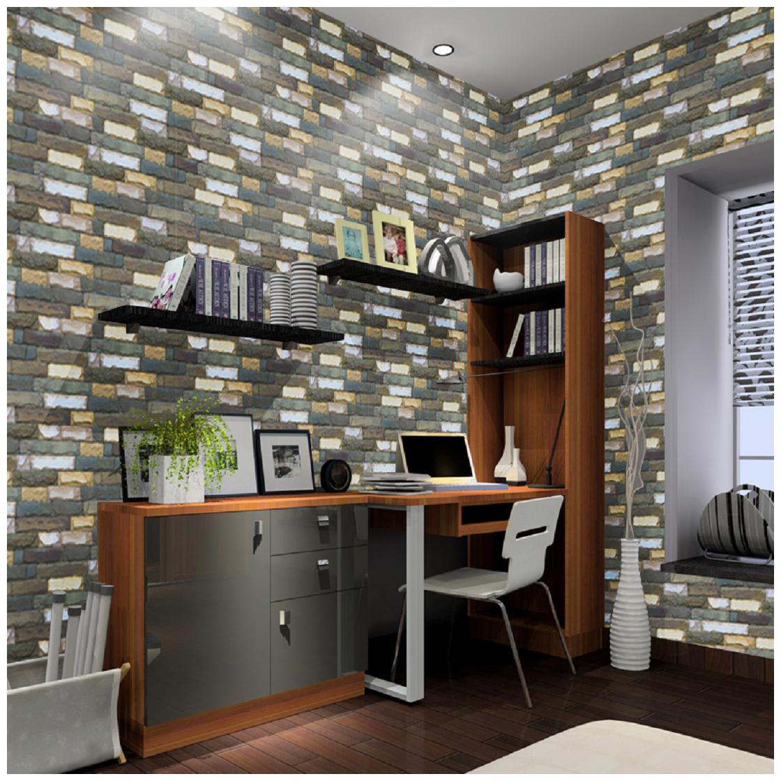 

JAAMSO ROYALS Muticolor brick stone wallpaper self-adhesive peel stick ( 45 x 100 CM ) Pack of 1