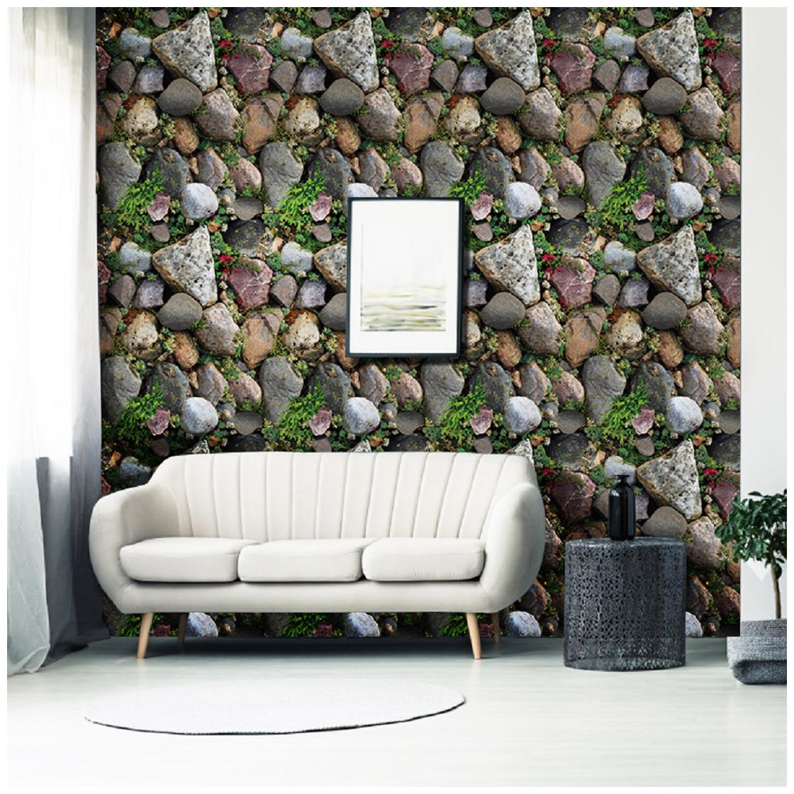 

JAAMSO ROYALS 3D stone with grass wallpaper self-adhesive peel stick ( 45 x 100 CM ) Pack of 1