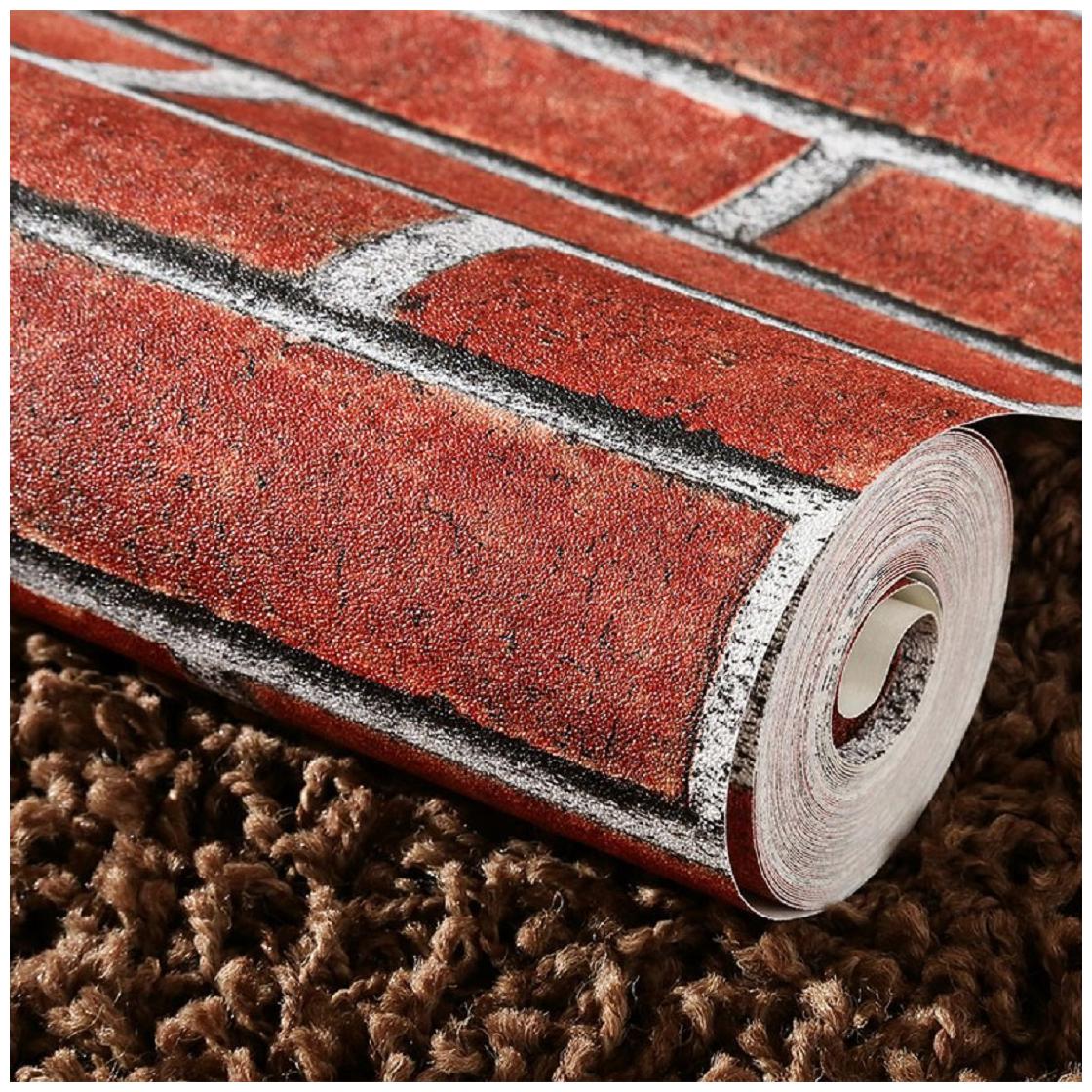 

JAAMSO ROYALS Nature Brown brick wallpaper self-adhesive peel stick ( 45 x 200 CM ) Pack of 1