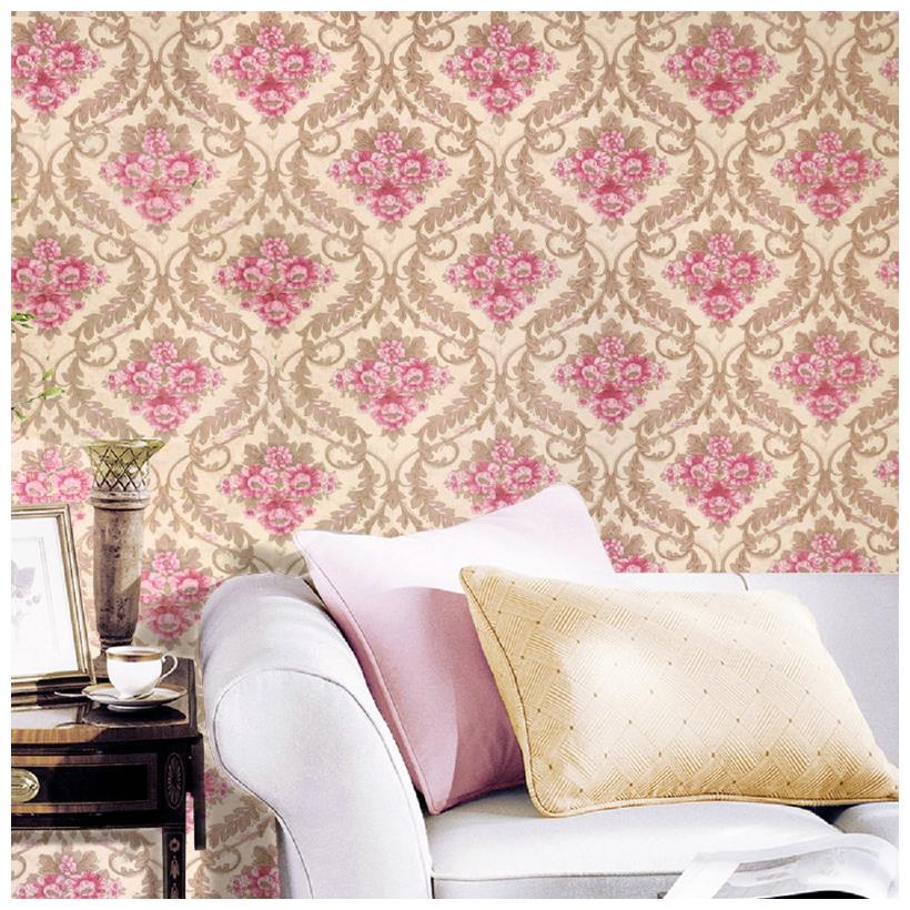 

JAAMSO ROYALS Golden and pink damask wallpaper self-adhesive peel stick ( 45 x 1000 CM ) Pack of 1