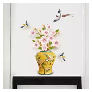 

Jaamso Royals Yellow Vase Wall Sticker Bedroom Kitchen Living Room Waterproof Wallsticker