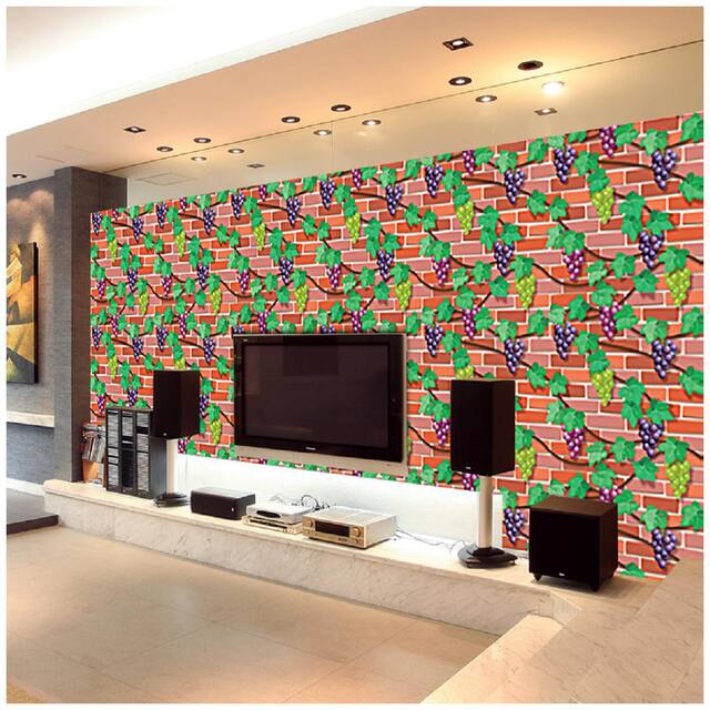 JAAMSO ROYALS Brick and Graps Design  wallpaper self-adhesive, peel & stick ( 45 CM x 200 CM ) Pack of 1