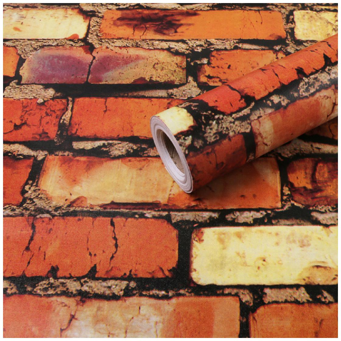 

JAAMSO ROYALS Nature Maroon brown brick wallpaper self-adhesive peel stick ( 45 x 100 CM ) Pack of 1
