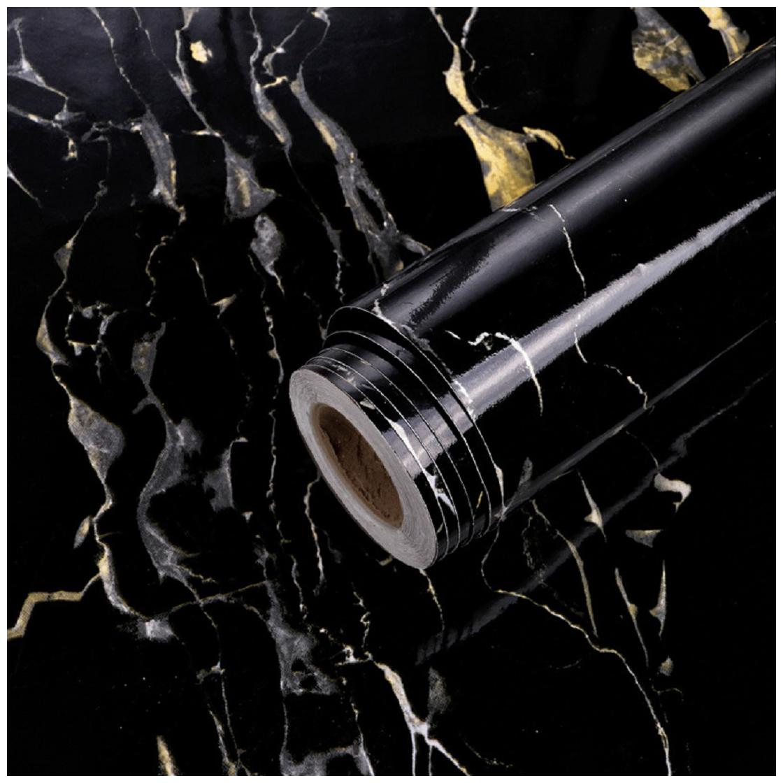 

JAAMSO ROYALS Black marble with Golden design wallpaper self-adhesive peel stick ( 60 x 100 CM ) Pack of 1