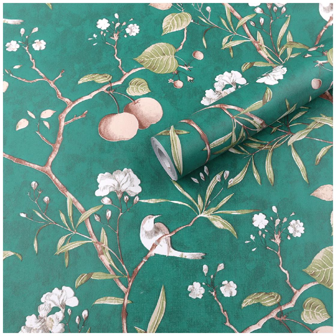

JAAMSO ROYALS Green color with Leaves wallpaper self-adhesive peel stick ( 45 x 200 CM ) Pack of 1