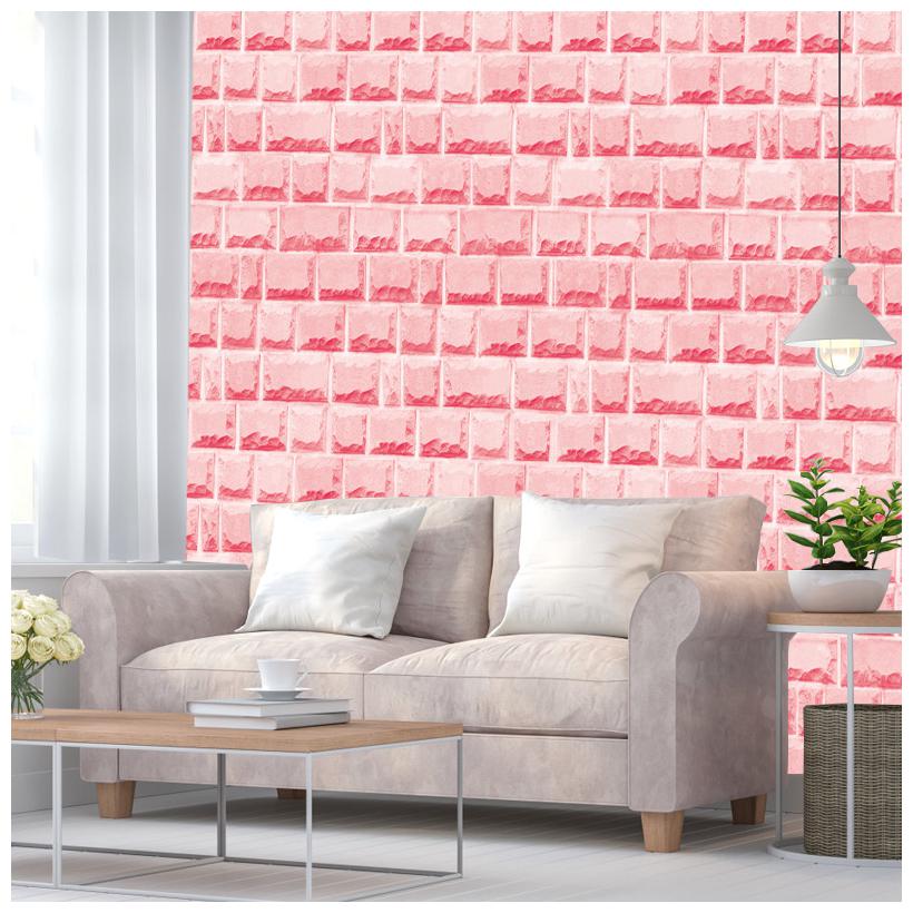 

JAAMSO ROYALS Pink brick wallpaper self-adhesive peel stick ( 45 x 100 CM ) Pack of 1