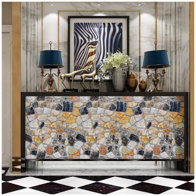 JAAMSO ROYALS 3D Multicolor Stone brick wallpaper self-adhesive, peel & stick ( 45 CM x 600 CM ) Pack of 1