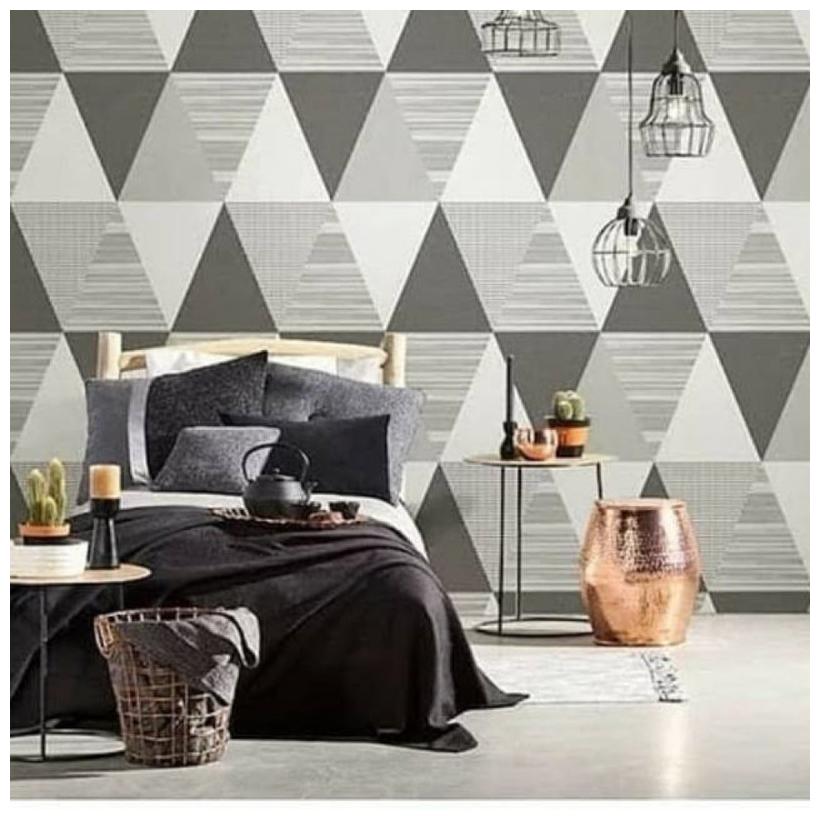 

JAAMSO ROYALS Designer Black and Gray triangle wallpaper self-adhesive peel stick ( 45 x 200 CM ) Pack of 1
