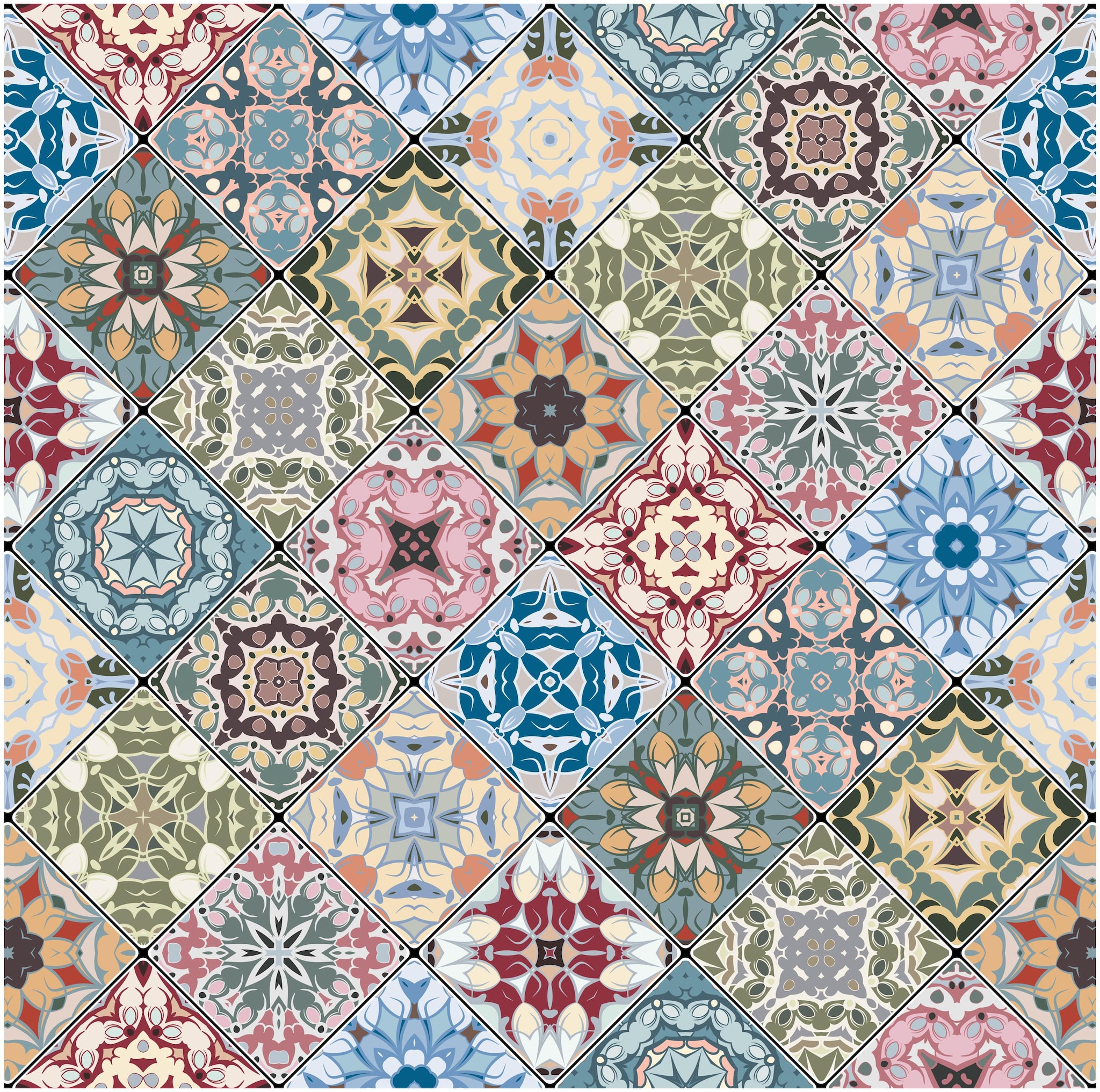

Jaamso Royals Mosaic Ceramic Multicolour Tile Pattern Decorative Kitchen Oil Proof Wall Sticker Removable Home Decor Vinyl Wall Decals
