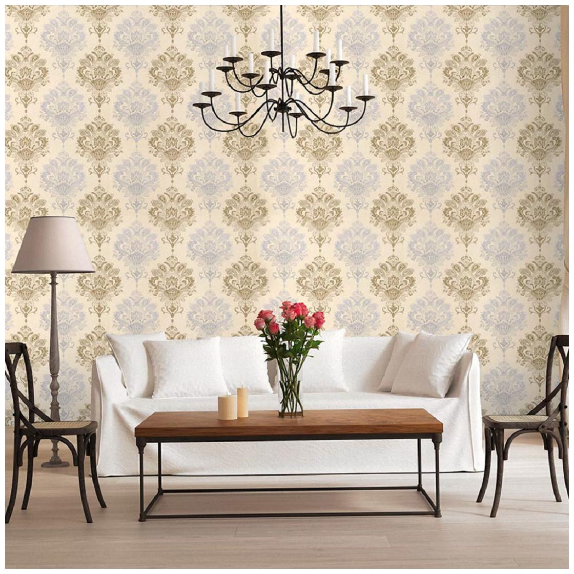 

JAAMSO ROYALS Vintage Golden damask wallpaper self-adhesive peel stick ( 45 x 100 CM ) Pack of 1