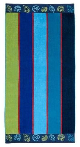 

Jacquard 100 Cotton Multi-Color Striped Seashells Theme Oversized Beach Towel