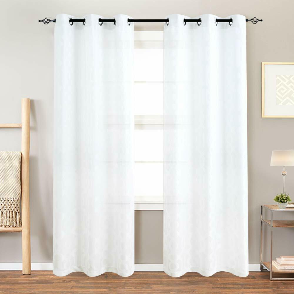 

Jacquard Window Curtains Modern Geometric Opaque Light Filtering 2 Panels