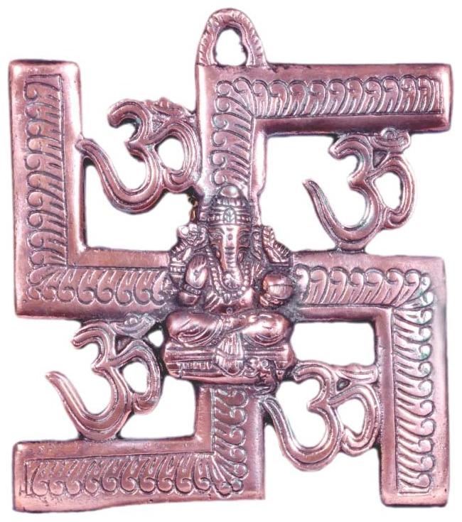 

JAGYASH Swastik Om Ganesh Henging Gun Metal Copper Colour God Idol Weight 200 Grams L 2cm X B 13cm X H 16cm