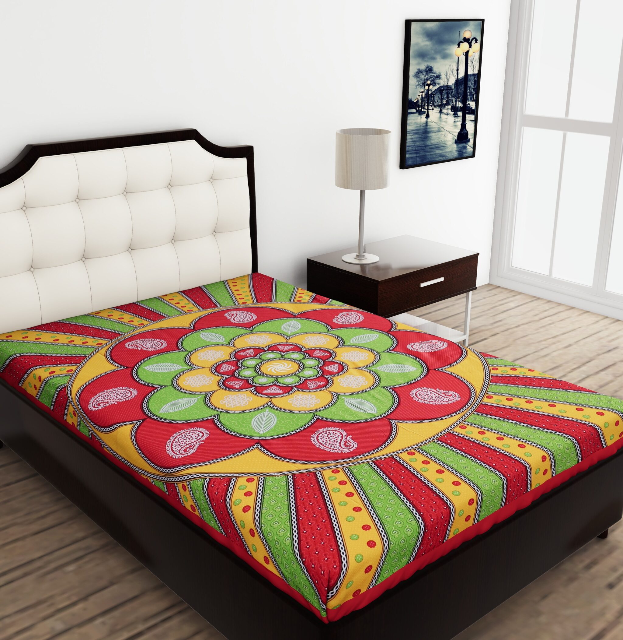 

JAIPUR PRIDE Cotton Floral Single Size Bedsheet 104 TC ( 1 Bedsheet Without Pillow Covers Red )