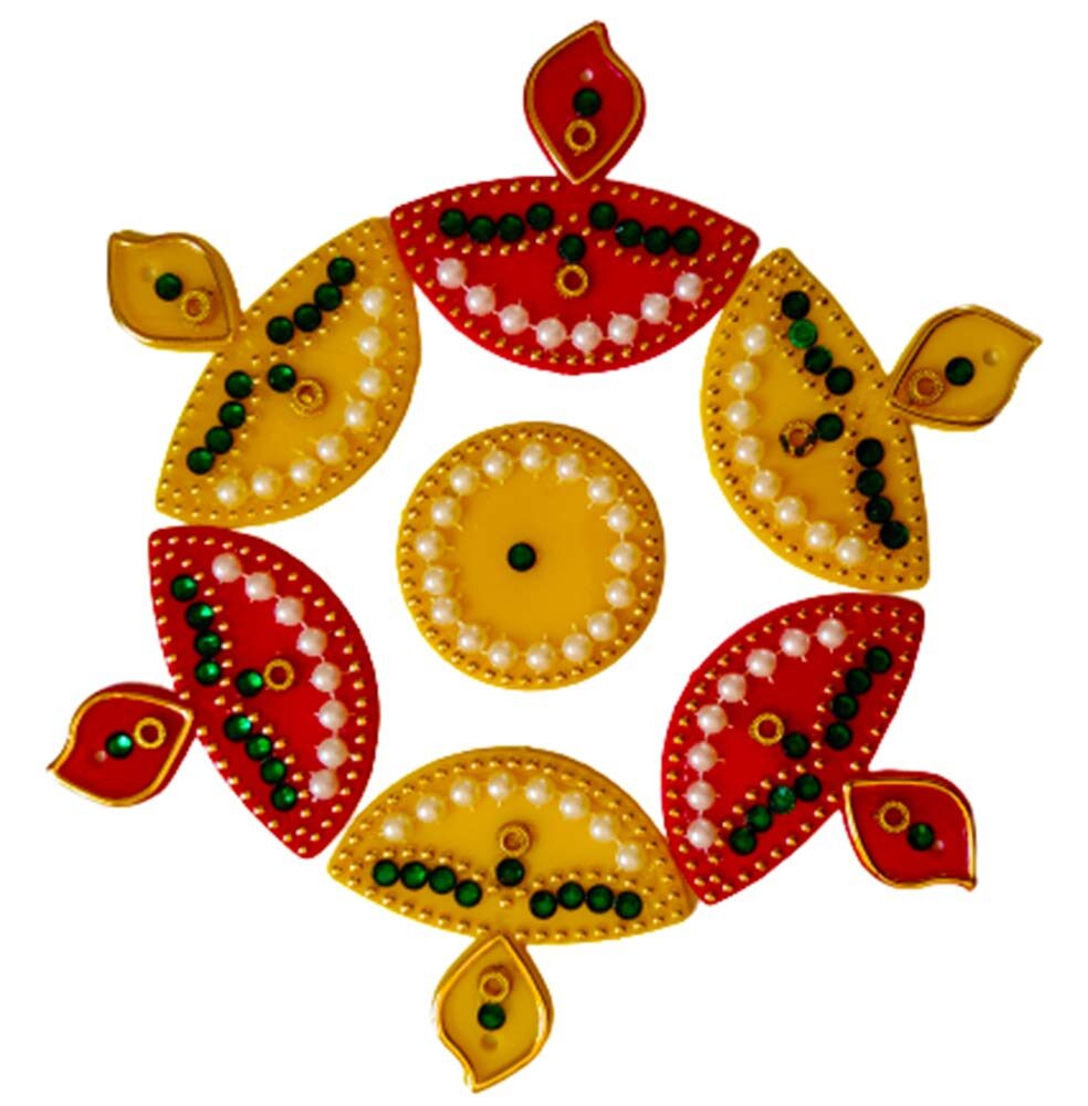 

Jars Collections Handcrafted Decorative Diwali Rangoli Set(10 Inch)7 pcs Set
