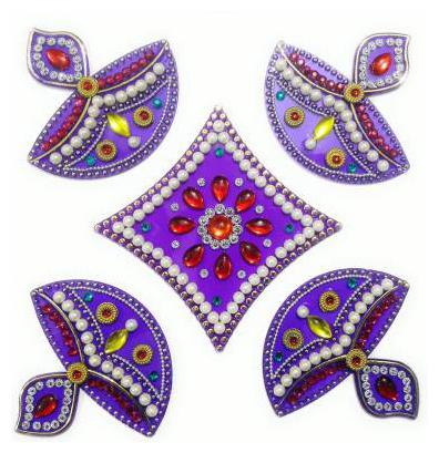 

JARS Collections Handcrafted Decorative Diwali Rangoli Set(Reusable) (7 inches) Multicolor 5 Piece Set