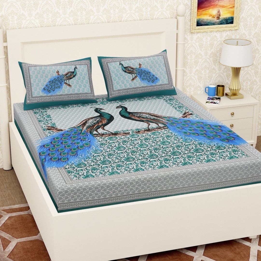 

JARS Collections Cotton Floral Double Size Bedsheet 160 TC ( 1 Bedsheet With 2 Pillow Covers Multi )
