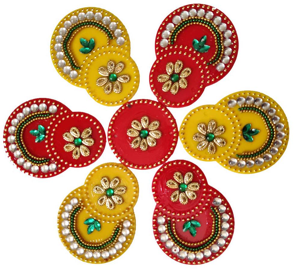 

Jars Collections Handcrafted Decorative Diwali Rangoli Set(10 Inch)7 pcs Set