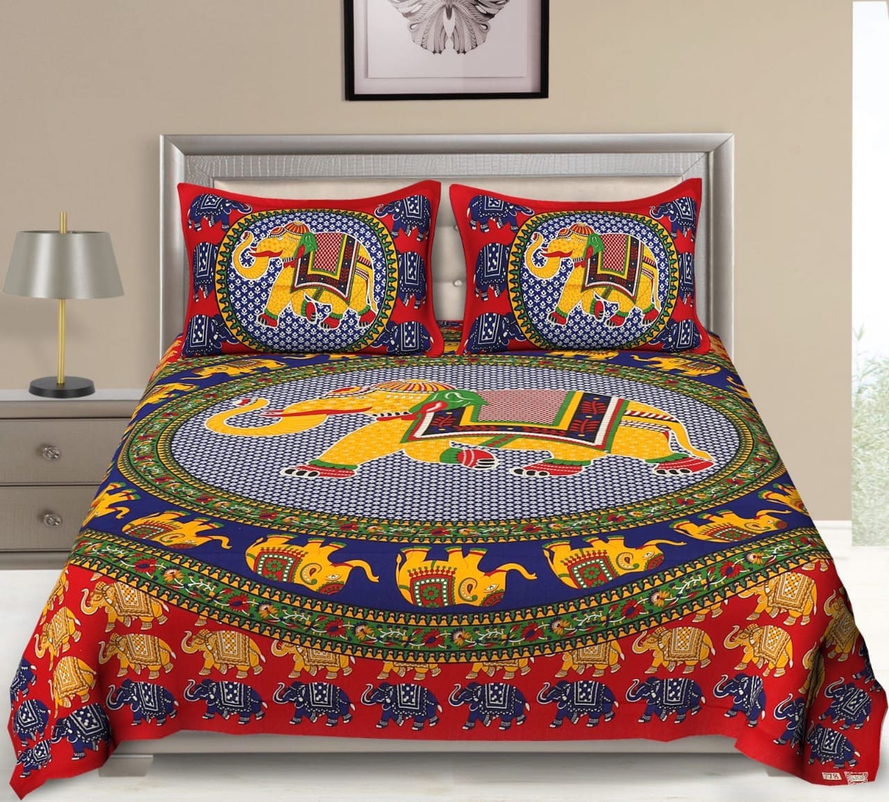 

JARS Collections Cotton Printed Double Size Bedsheet 160 TC ( 1 Bedsheet With 2 Pillow Covers Multi )