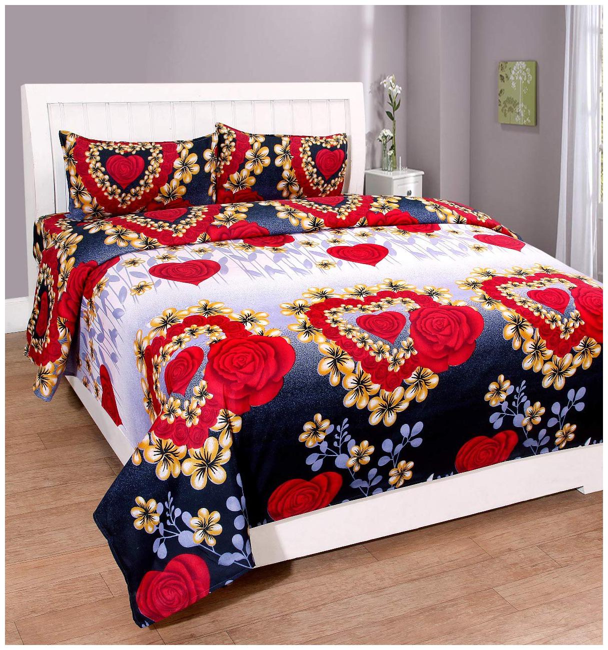 

JARS Collections Microfiber Floral Double Size Bedsheet 120 TC ( 1 Bedsheet With 2 Pillow Covers Multi )