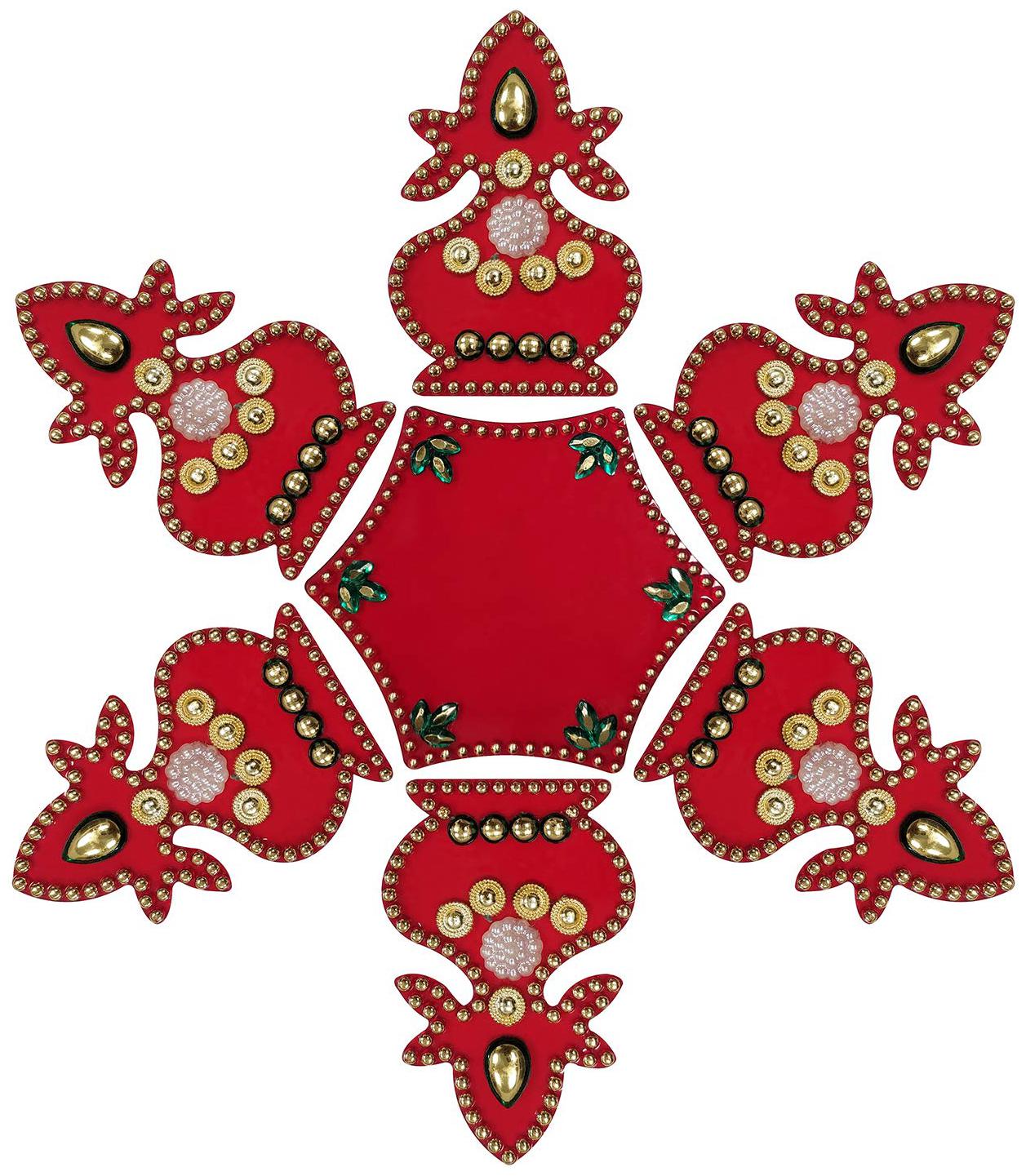 

JARS Collections Handcrafted Decorative Diwali Rangoli Set(Reusable) (7 inches) Multicolor 7 Piece Set