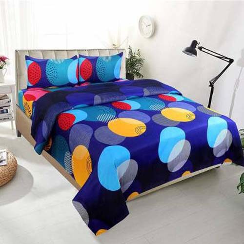 

JARS Collections Microfiber Geometric Double Size Bedsheet 140 TC ( 1 Bedsheet With 2 Pillow Covers Multi )