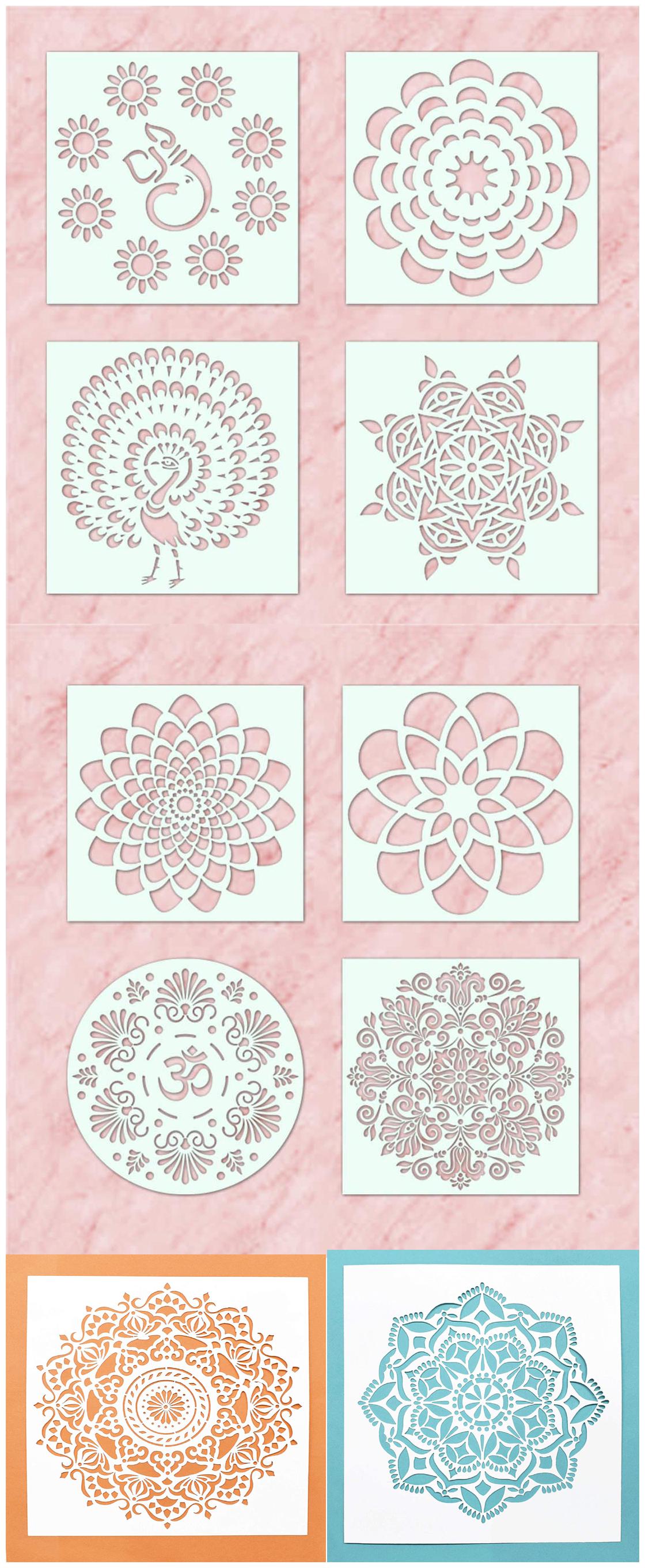

JARS Collections Set of 10 rangoli Stencils for diwali Festival