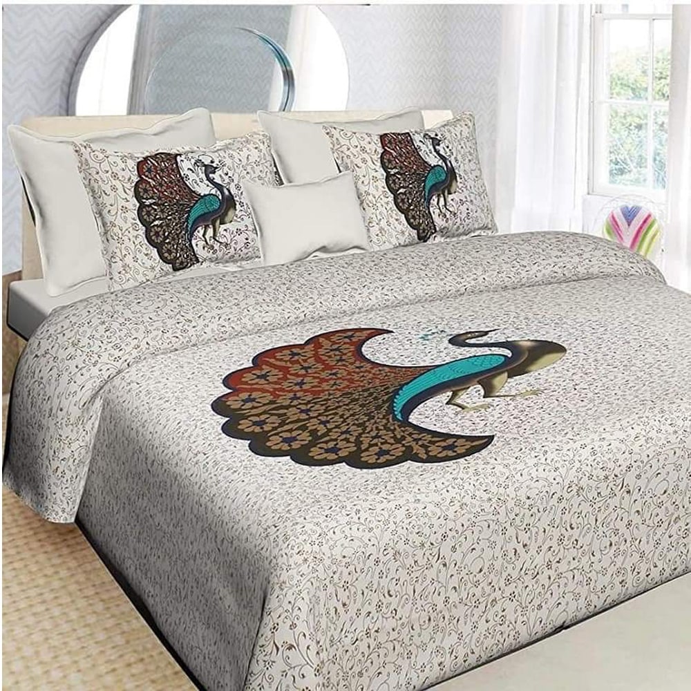 

JARS Collections Cotton Printed Double Size Bedsheet 160 TC ( 1 Bedsheet With 2 Pillow Covers Multi )
