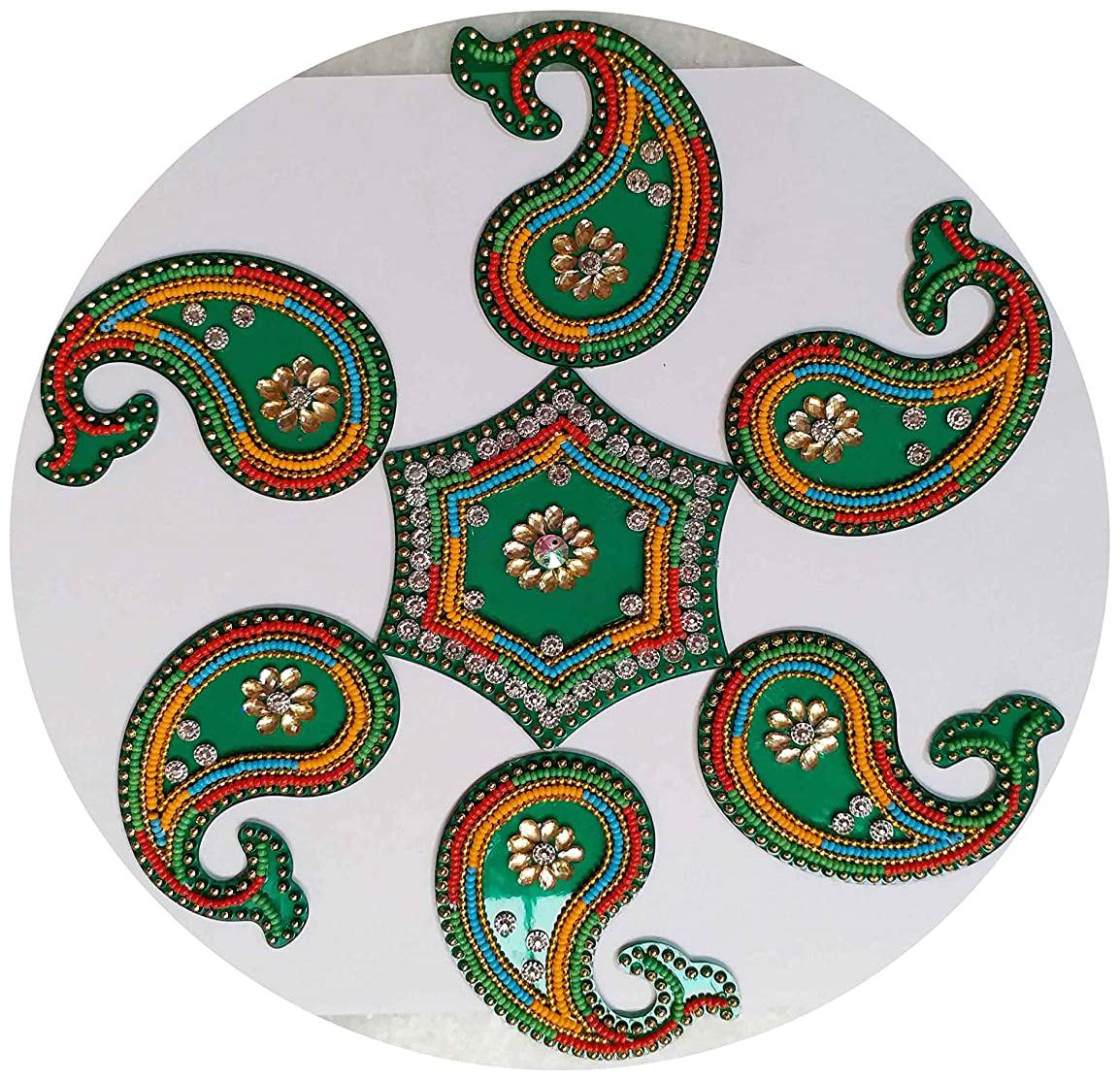 

JARS Collections Handcrafted Decorative Diwali Rangoli Set(Reusable) (10 inches) Multicolor 7 Piece Set
