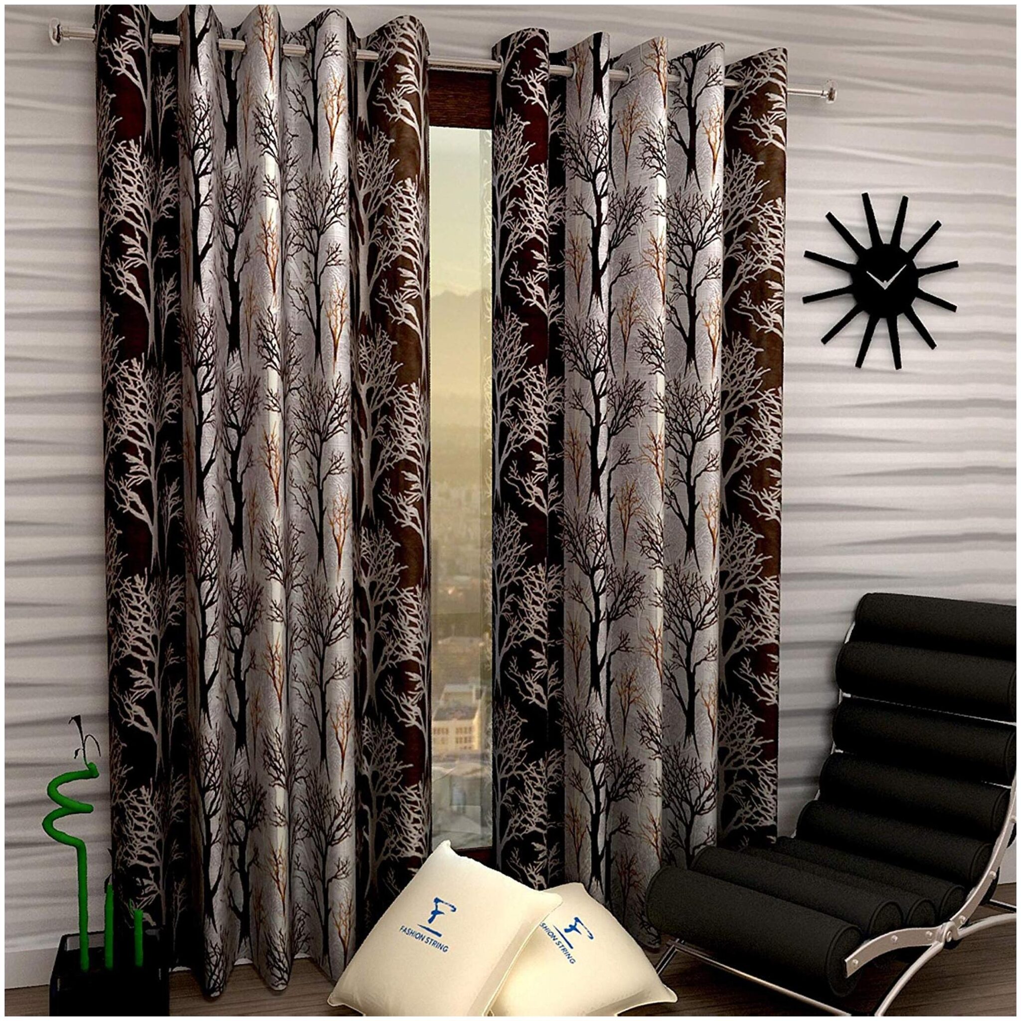 

JARS Collections Polyester Door Semi Transparent Brown Regular Curtain ( Eyelet Closure Floral )