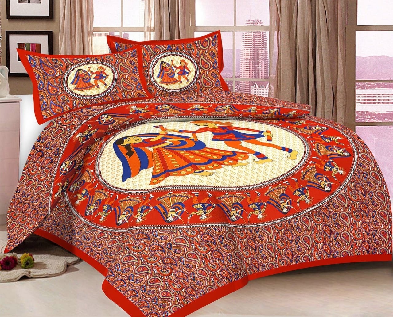 

JARS Collections Cotton Printed Double Size Bedsheet 160 TC ( 1 Bedsheet With 2 Pillow Covers Multi )