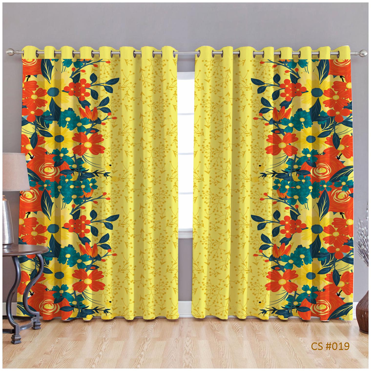 

JBG Home Store Polyester Window Room Darkening Yellow Regular Curtain ( Eyelet Closure Floral )
