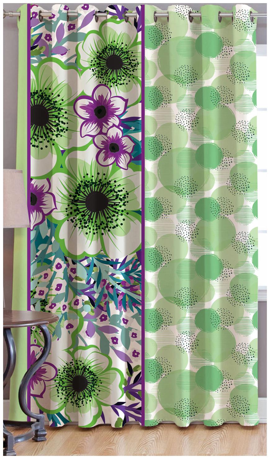 

JBG Home Store Polyester Door Room Darkening Green Regular Curtain ( Eyelet Closure Floral )