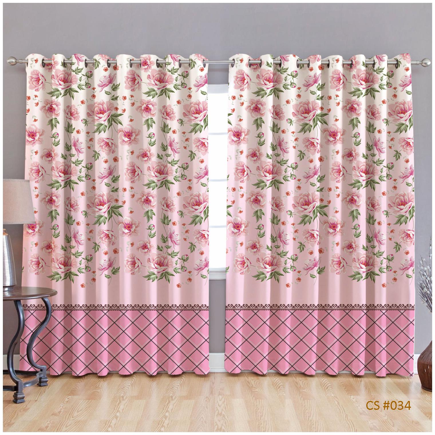 

JBG Home Store Polyester Window Room Darkening Pink Regular Curtain ( Eyelet Closure Floral )