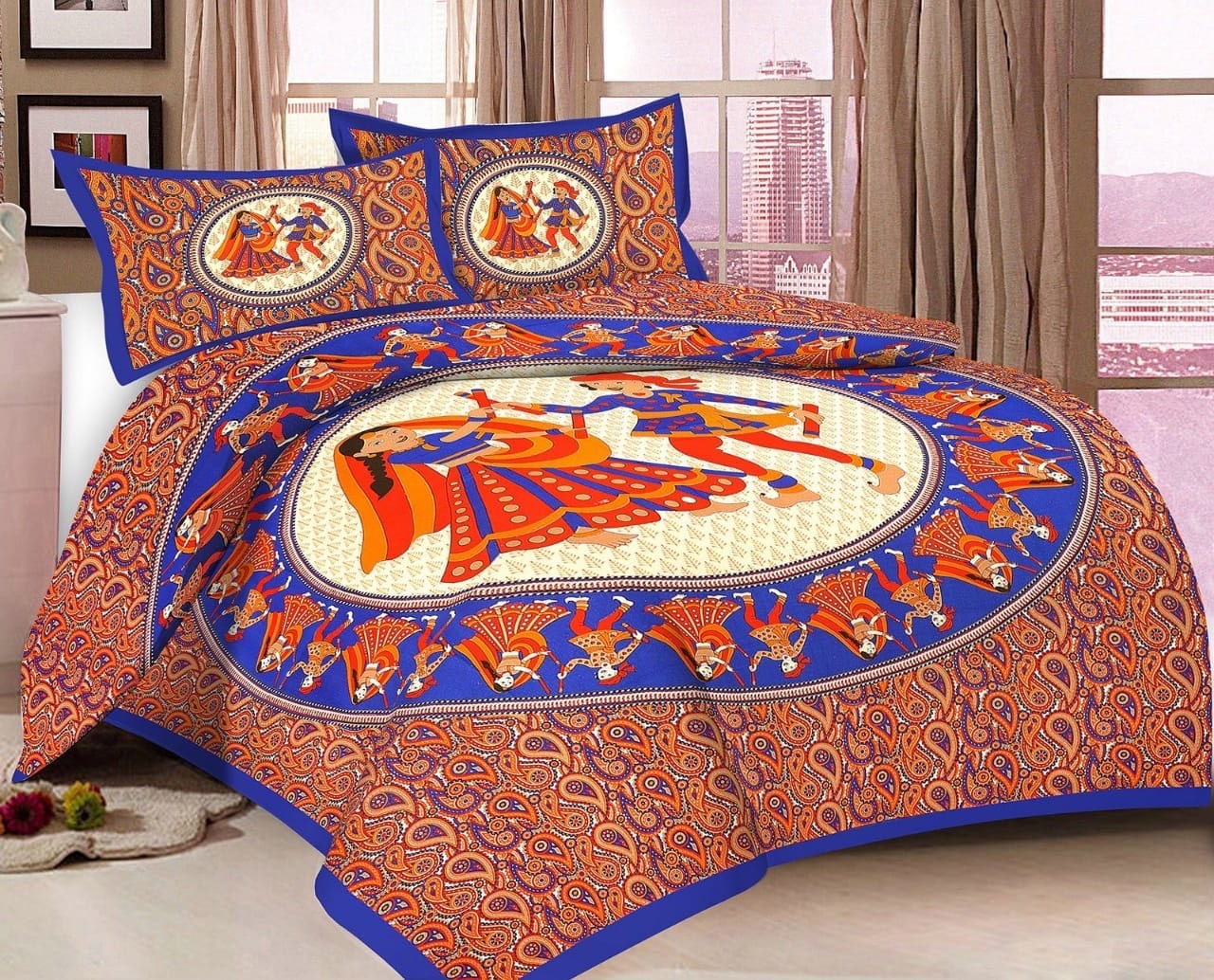 

JBG Home Store Cotton Printed Double Size Bedsheet 160 TC ( 1 Bedsheet With 2 Pillow Covers Multi )
