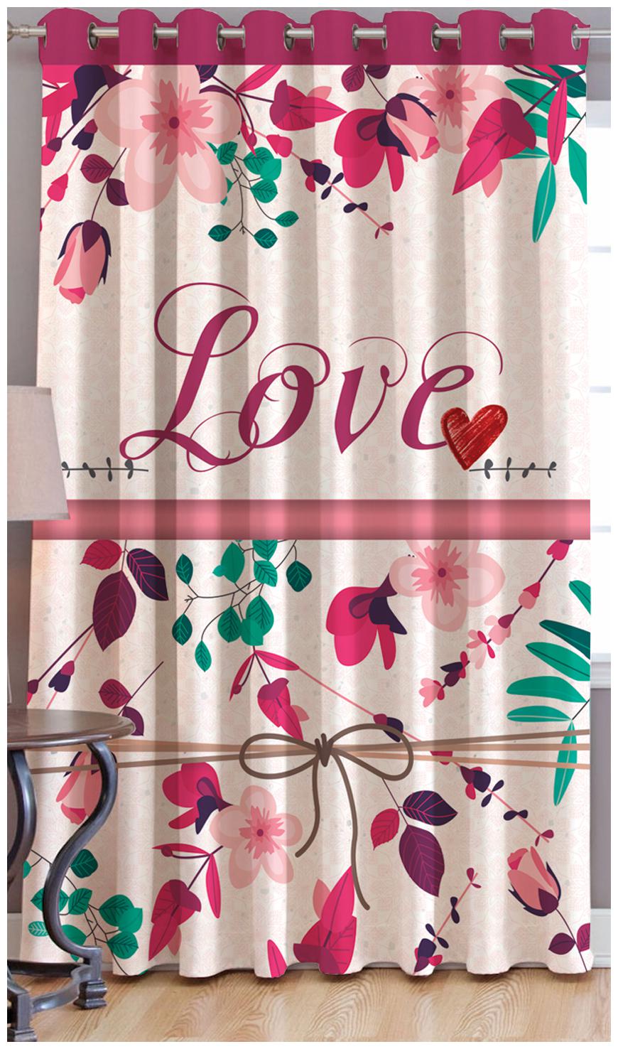 

JBG Home Store Polyester Window Room Darkening Pink Regular Curtain ( Eyelet Closure Floral )