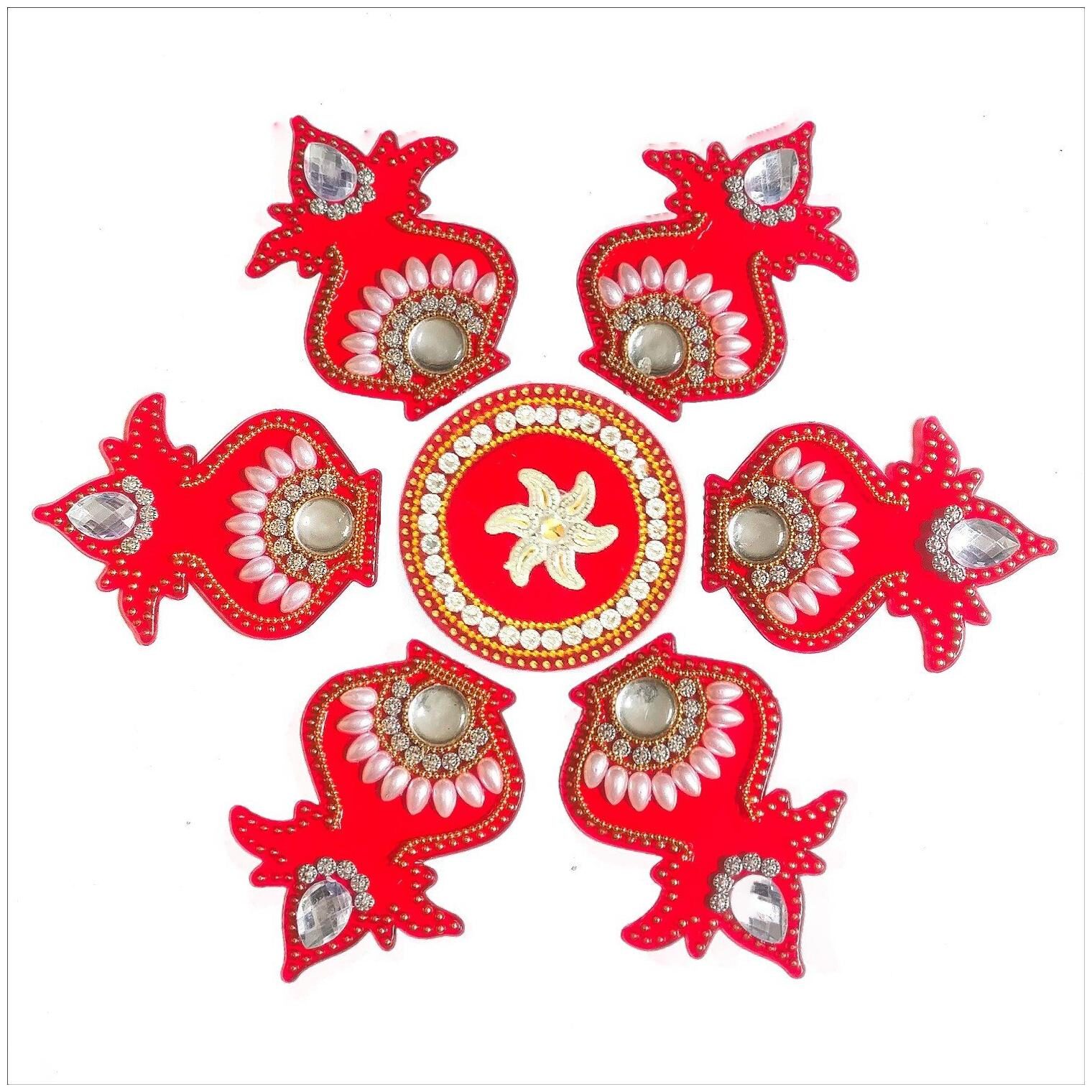 

JBG Home Store Handcrafted Decorative Diwali Rangoli Set(Reusable) (10 inches) Multicolor 7 Piece Set