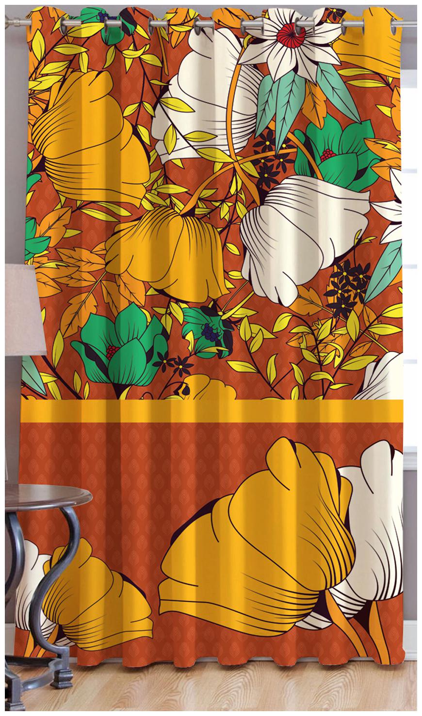 

JBG Home Store Polyester Window Room Darkening Multi Regular Curtain ( Eyelet Closure Floral )