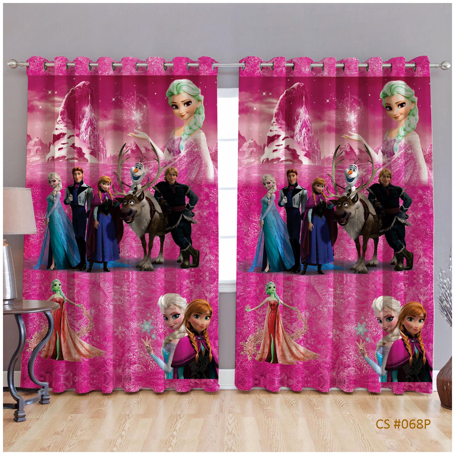 

JBG Home Store Polyester Door Room Darkening Pink Regular Curtain ( Eyelet Closure Cartoon )