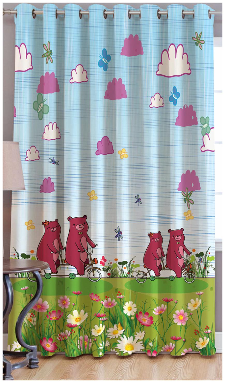 

JBG Home Store Polyester Long Door Room Darkening Multi Regular Curtain ( Eyelet Closure Animal )