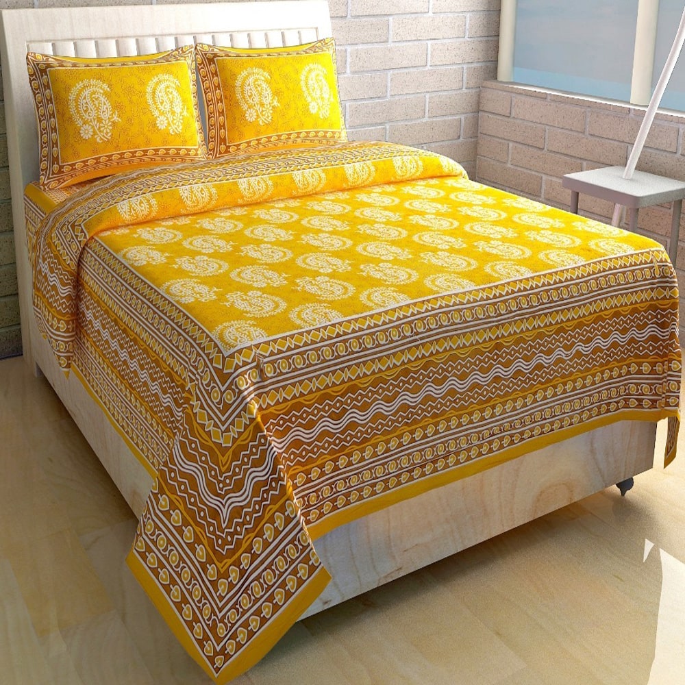 

JBG Home Store Cotton Printed Double Size Bedsheet 160 TC ( 1 Bedsheet With 2 Pillow Covers Multi )