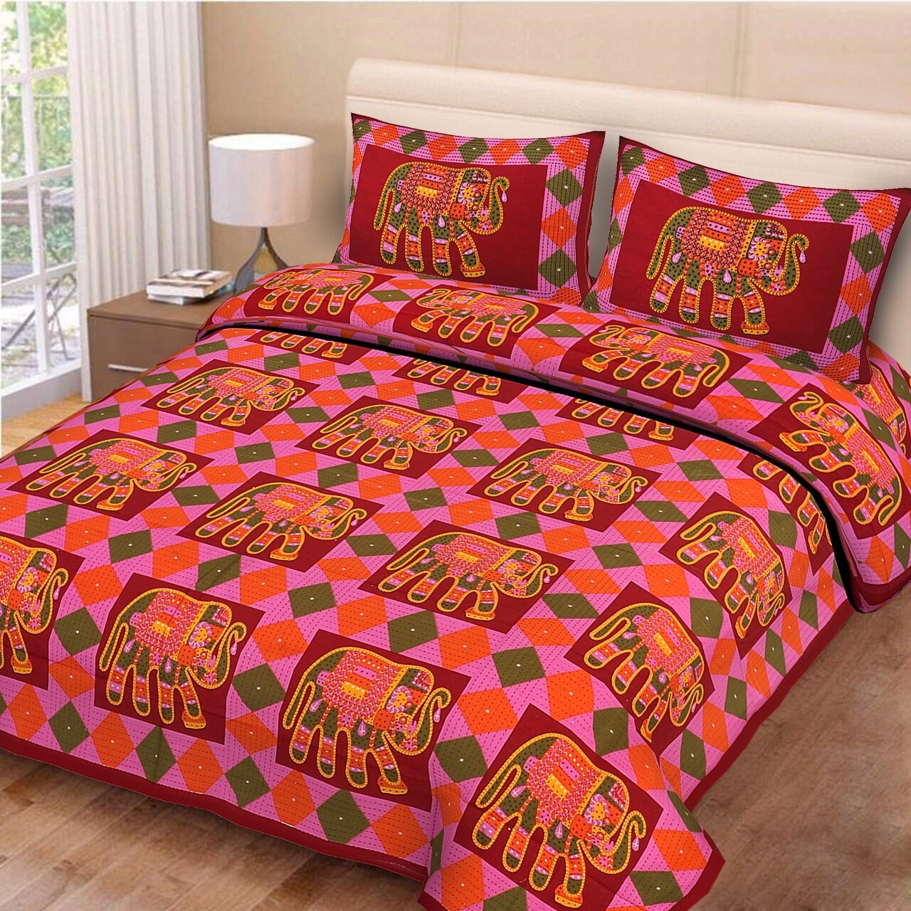 

JBG Home Store Cotton Printed Double Size Bedsheet 160 TC ( 1 Bedsheet With 2 Pillow Covers Multi )