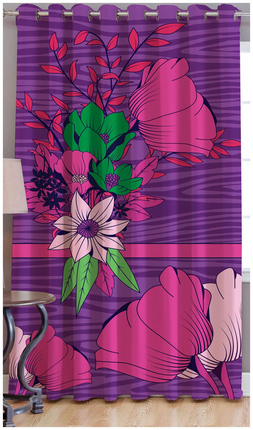 

JBG Home Store Polyester Window Room Darkening Pink Regular Curtain ( Eyelet Closure Floral )
