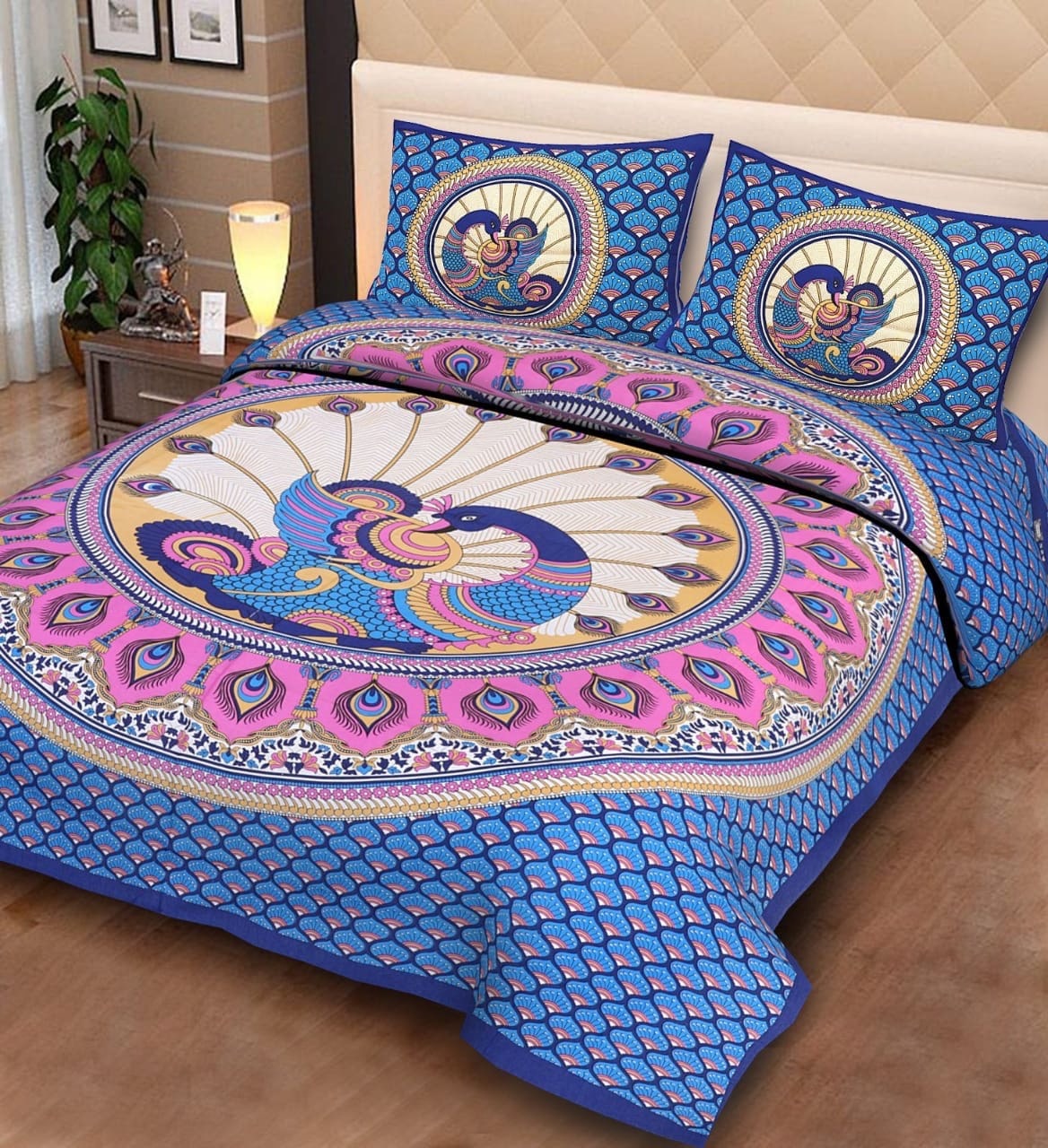 

JBG Home Store Cotton Printed Double Size Bedsheet 160 TC ( 1 Bedsheet With 2 Pillow Covers Multi )